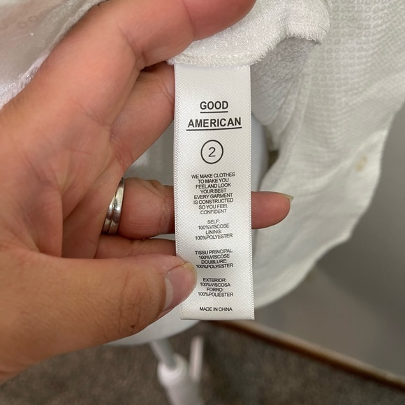 NWOT Good American Sheer Sequin White Button Down Long Sleeves 2 - Picture 7 of 7